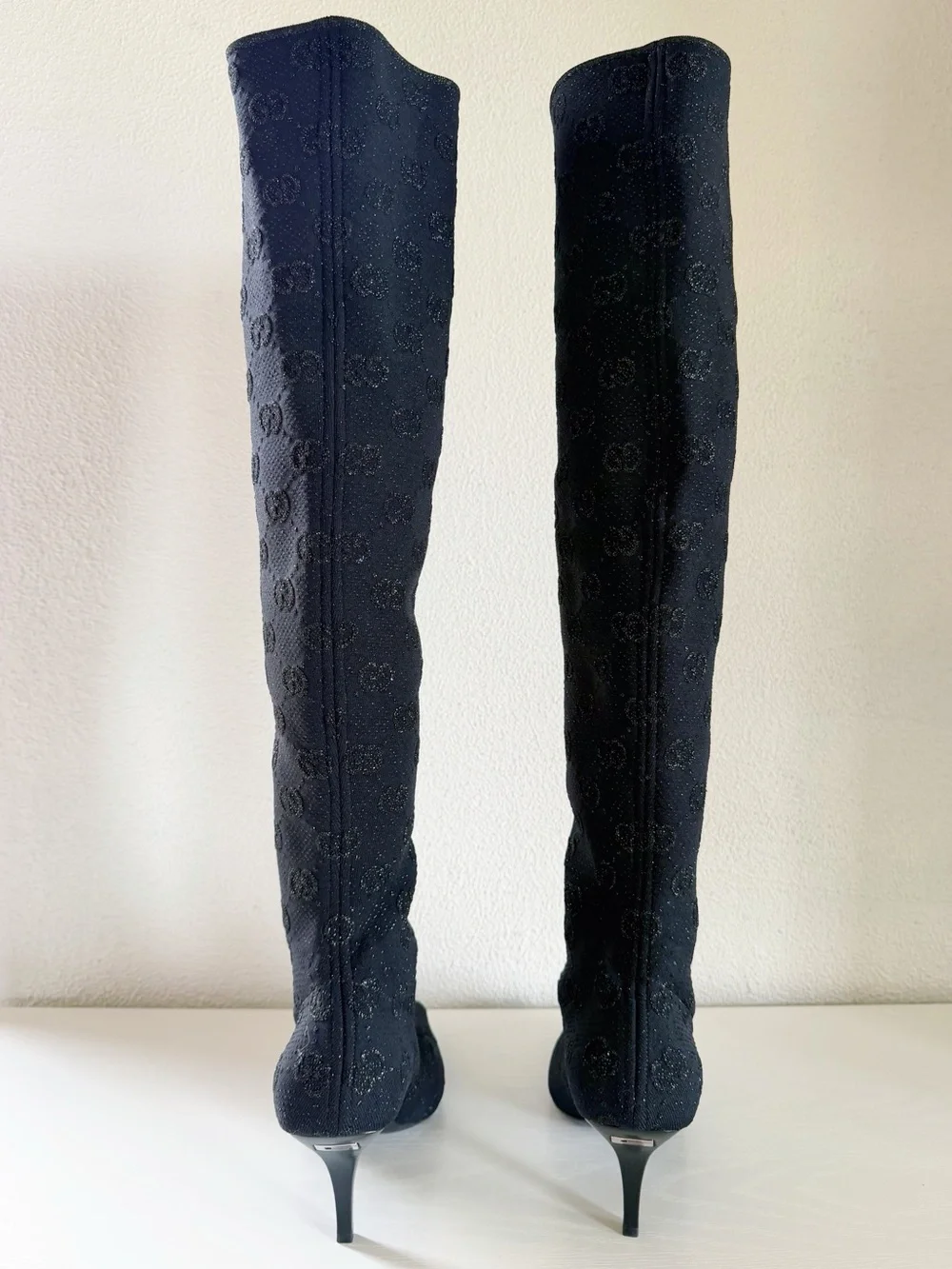 Gucci Demi GG Jacquard Monogram Over The Knee Sock Boots EU 39